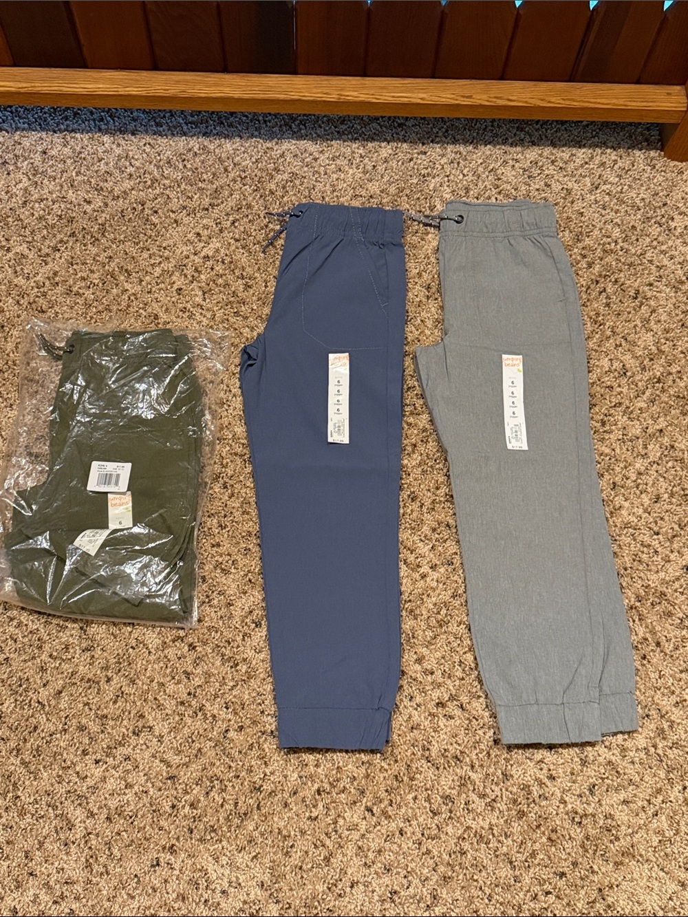 NWT JUMPING BEANS size 6 Three pairs! Kids Drawstring Jogger Pants